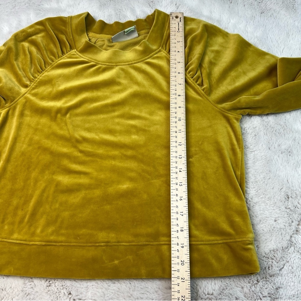 Anthropologie Saturday Sunday Mustard Yellow Velour Velvet Sweater Size Small - Picture 10 of 12